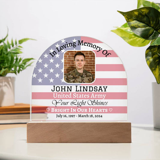 Domed Acrylic Plaque, Memorial Plaque for Army soldiers, Memorial Day gift.