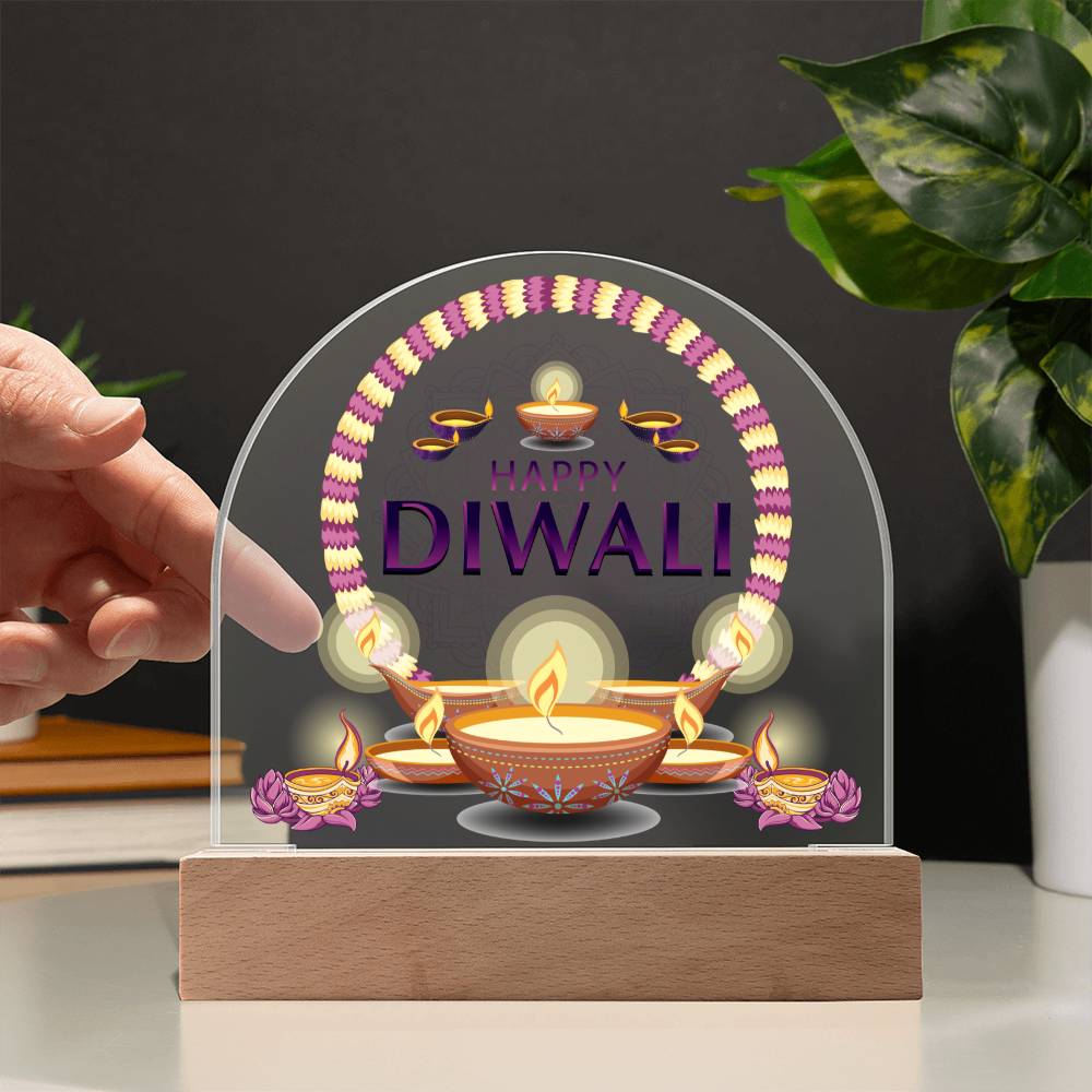 Domed Acrylic Plaque, Happy Diwali Sign