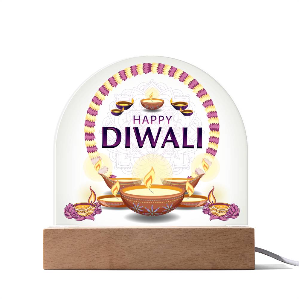 Domed Acrylic Plaque, Happy Diwali Sign