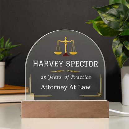 Printed Acrylic Dome Plaque with LED, gift for Lawyer, Attorney