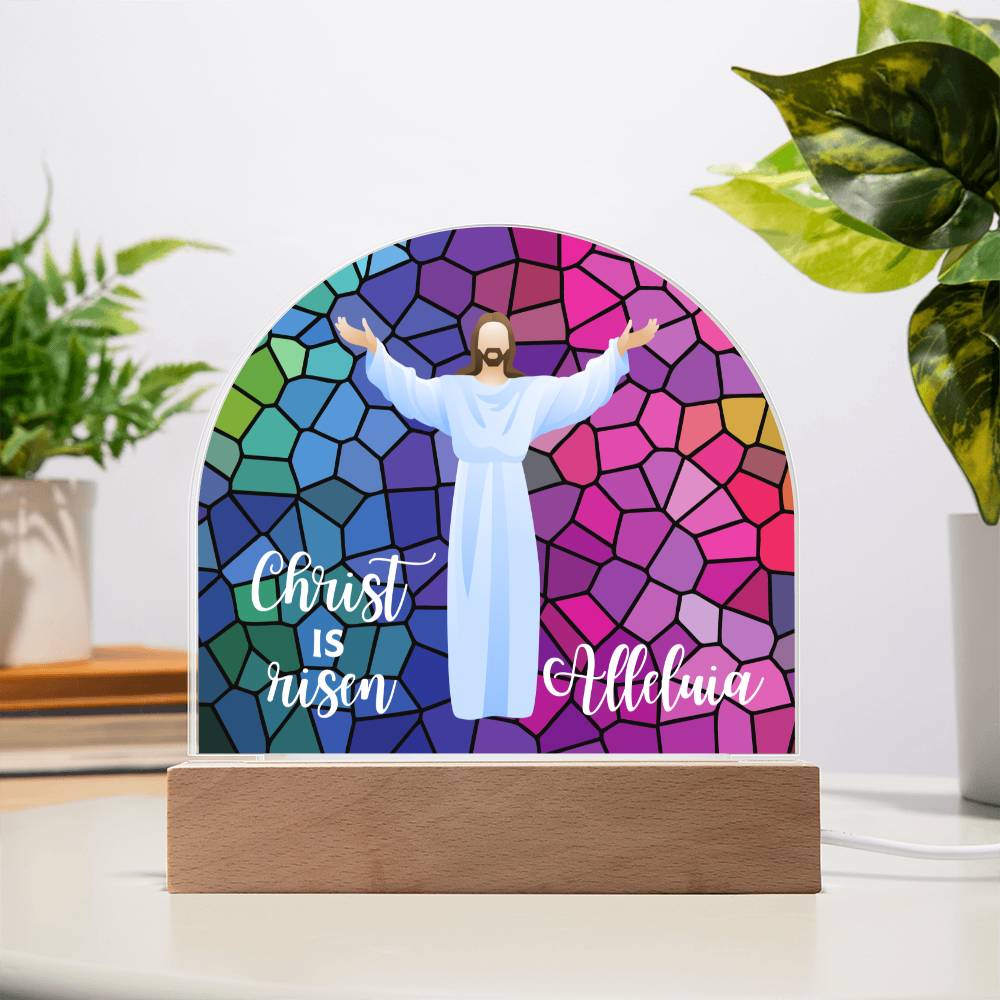 Domed Acrylic Plaque, Easter plaque, Christ is Risen, Alleluia