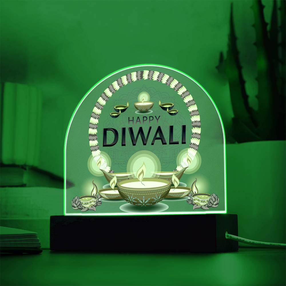 Domed Acrylic Plaque, Happy Diwali Sign