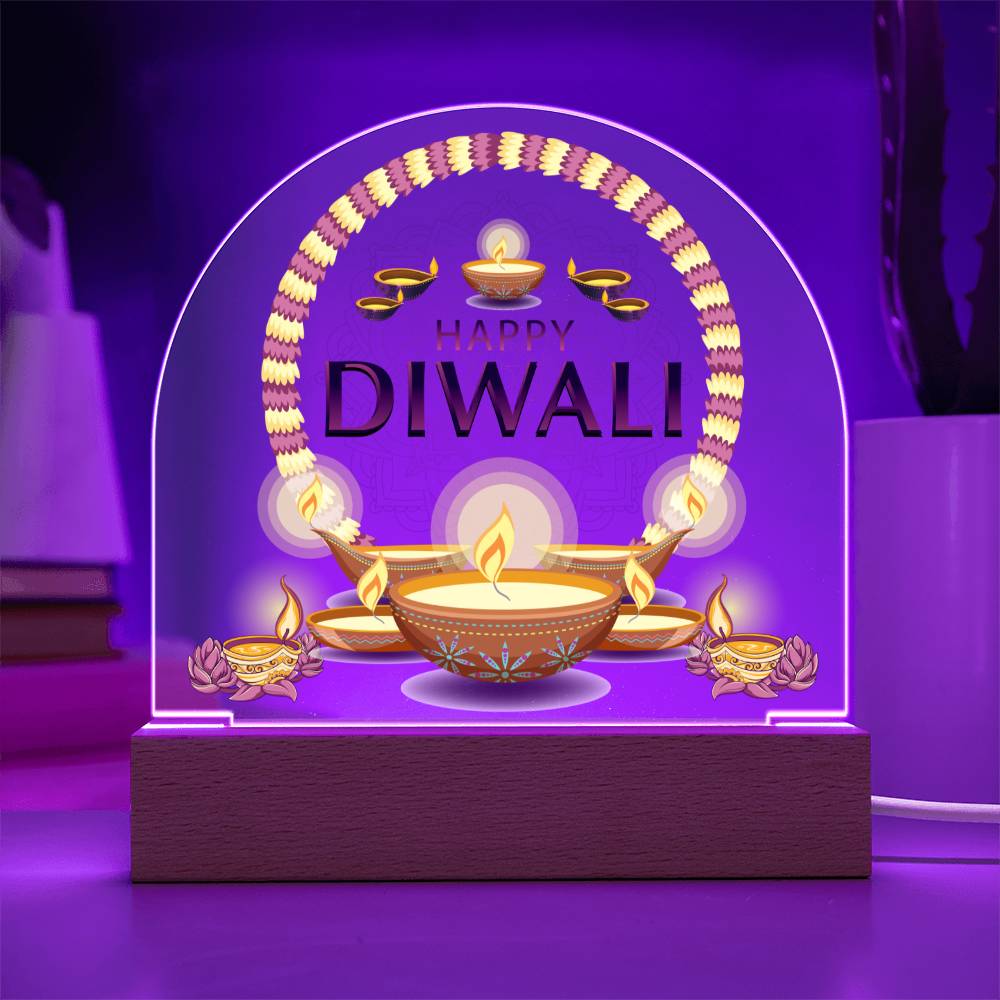 Domed Acrylic Plaque, Happy Diwali Sign