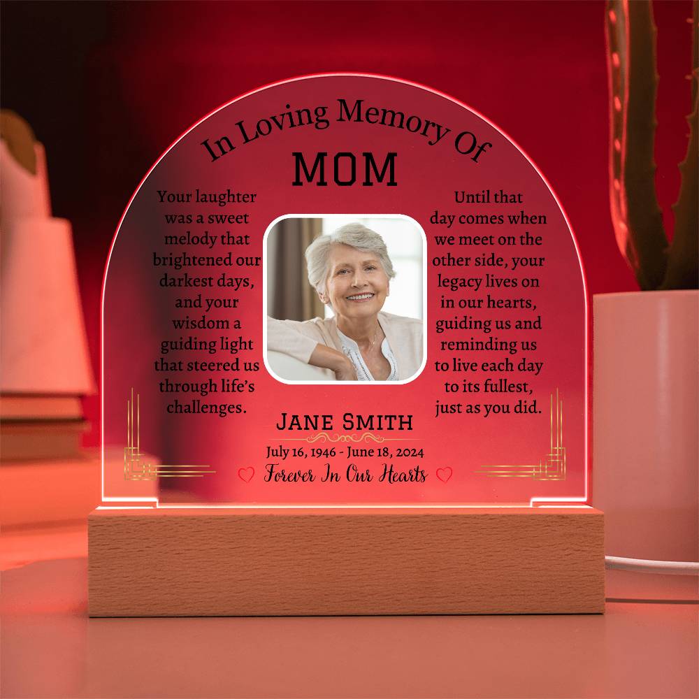 Printed Acrylic Dome Plaque with LED, Personalized Memorial Gift