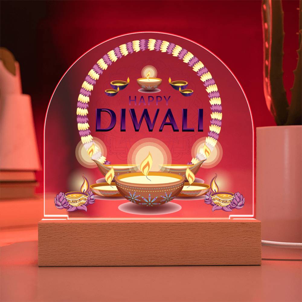 Domed Acrylic Plaque, Happy Diwali Sign