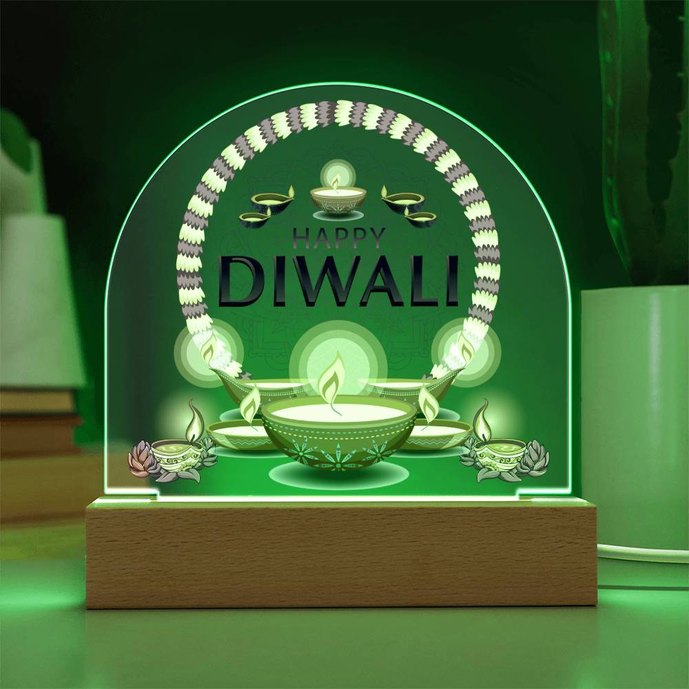 Domed Acrylic Plaque, Happy Diwali Sign