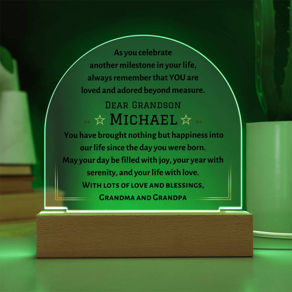 Printed Acrylic Dome Plaque with LED, Personalized Graduation gift for girl or boy, class of 2024