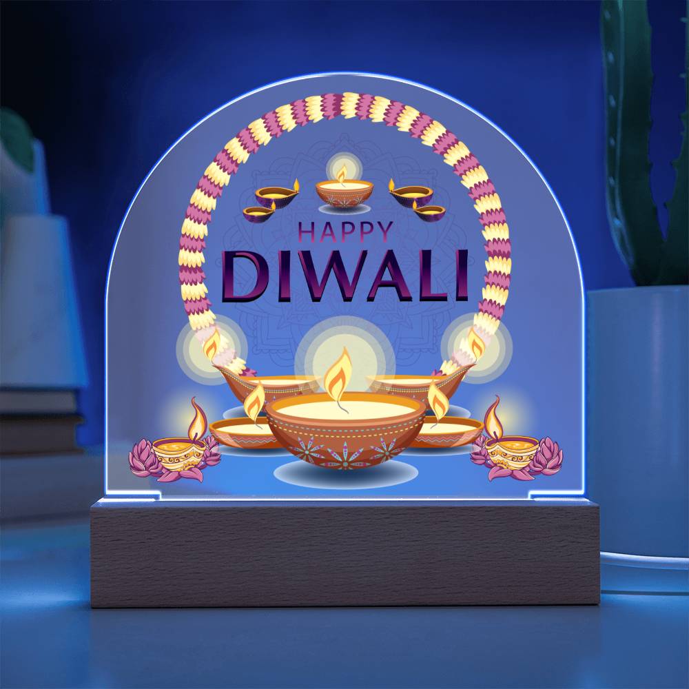 Domed Acrylic Plaque, Happy Diwali Sign