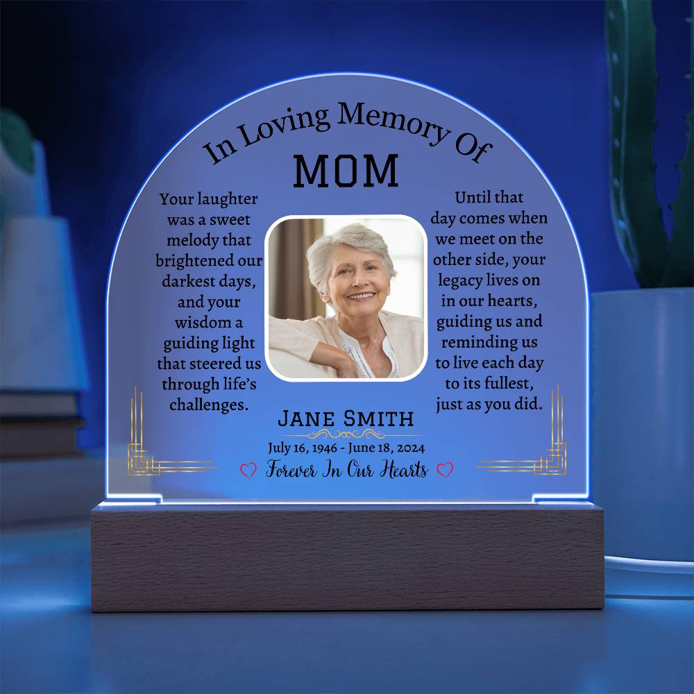 Printed Acrylic Dome Plaque with LED, Personalized Memorial Gift