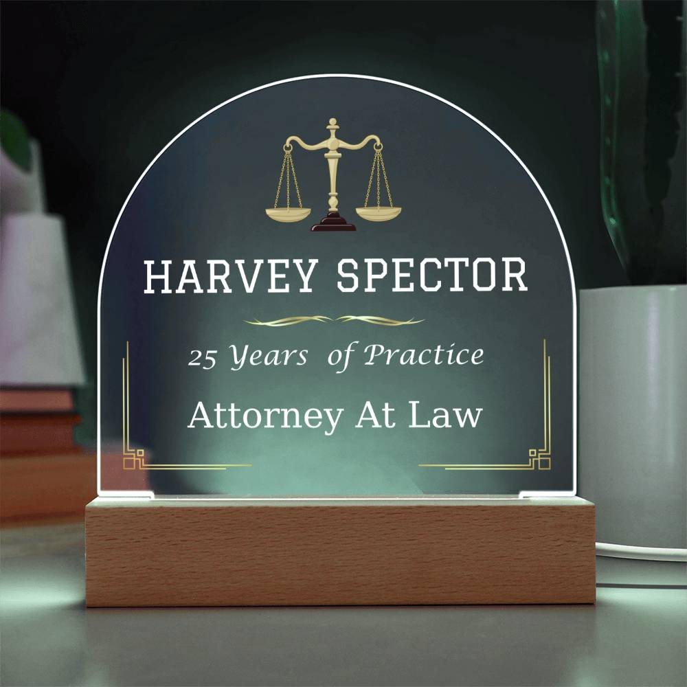 Printed Acrylic Dome Plaque with LED, gift for Lawyer, Attorney