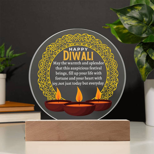 Printed Circle Acrylic Plaque, Diwali gift for loved one, family