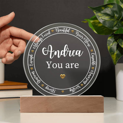 Printed Circle Acrylic Plaque, gift for friend, mental health support