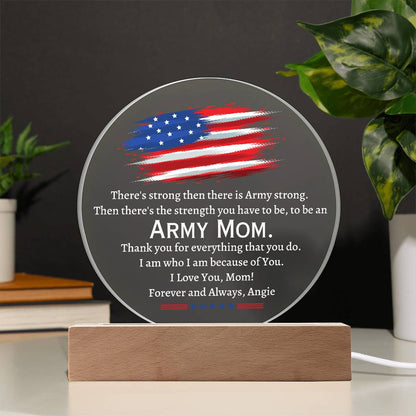 Printed Circle Acrylic Plaque, gift for Army Mom, Navy Mom, Military Mom, Airforce Mom, on Thanksgiving, Christmas, Birthday