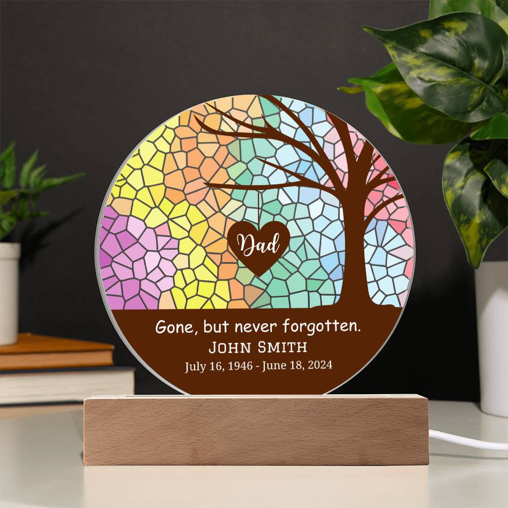 Printed Circle Acrylic Plaque with LED, Memorial Acrylic Plaque