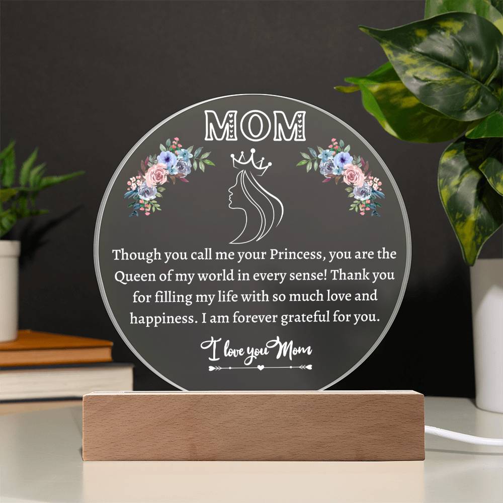 Printed Circle Acrylic Plaque, gift for Mother, Mom on Mother's Day, her birthday