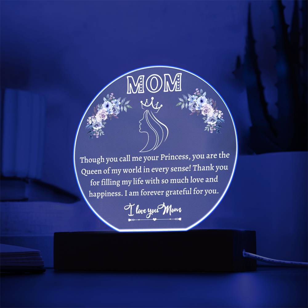 Printed Circle Acrylic Plaque, gift for Mother, Mom on Mother's Day, her birthday