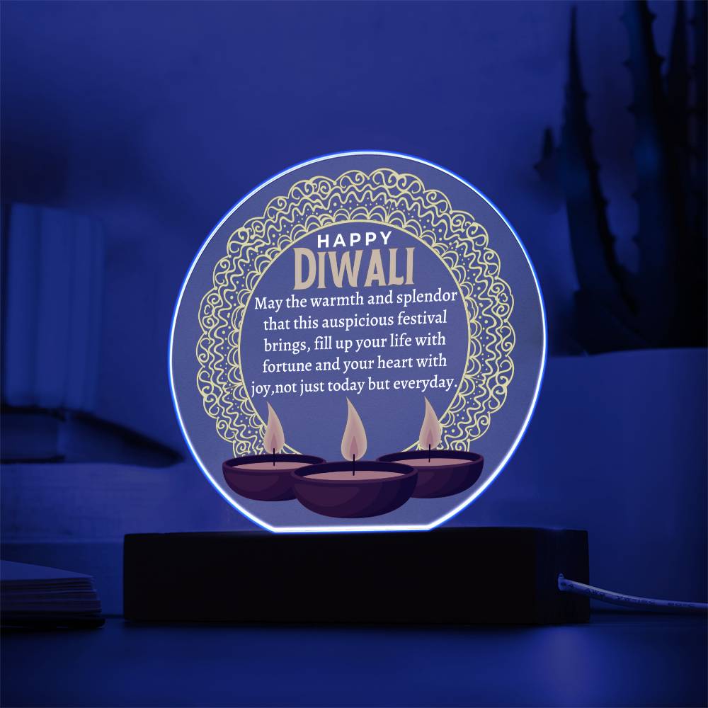 Printed Circle Acrylic Plaque, Diwali gift for loved one, family