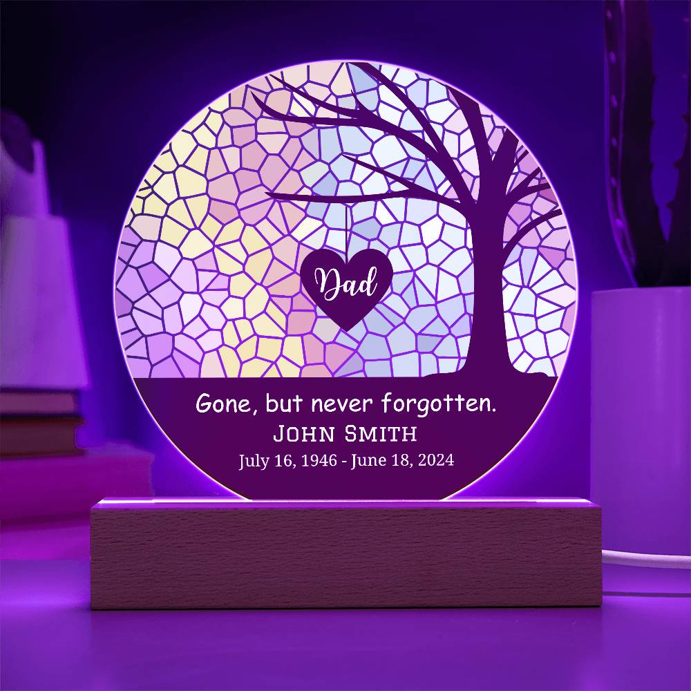 Printed Circle Acrylic Plaque with LED, Memorial Acrylic Plaque