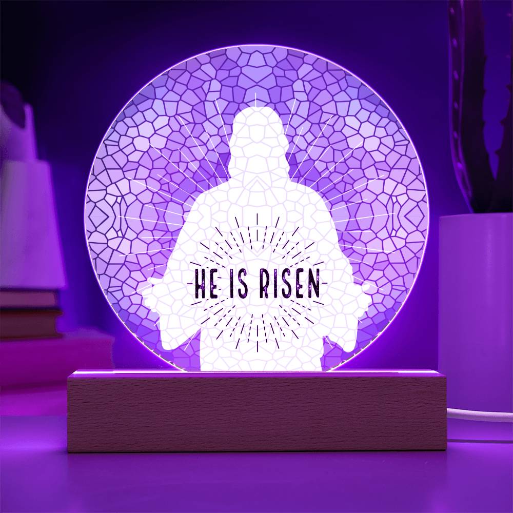 Printed Circle Acrylic Plaque, Christ is Risen, Easter gift