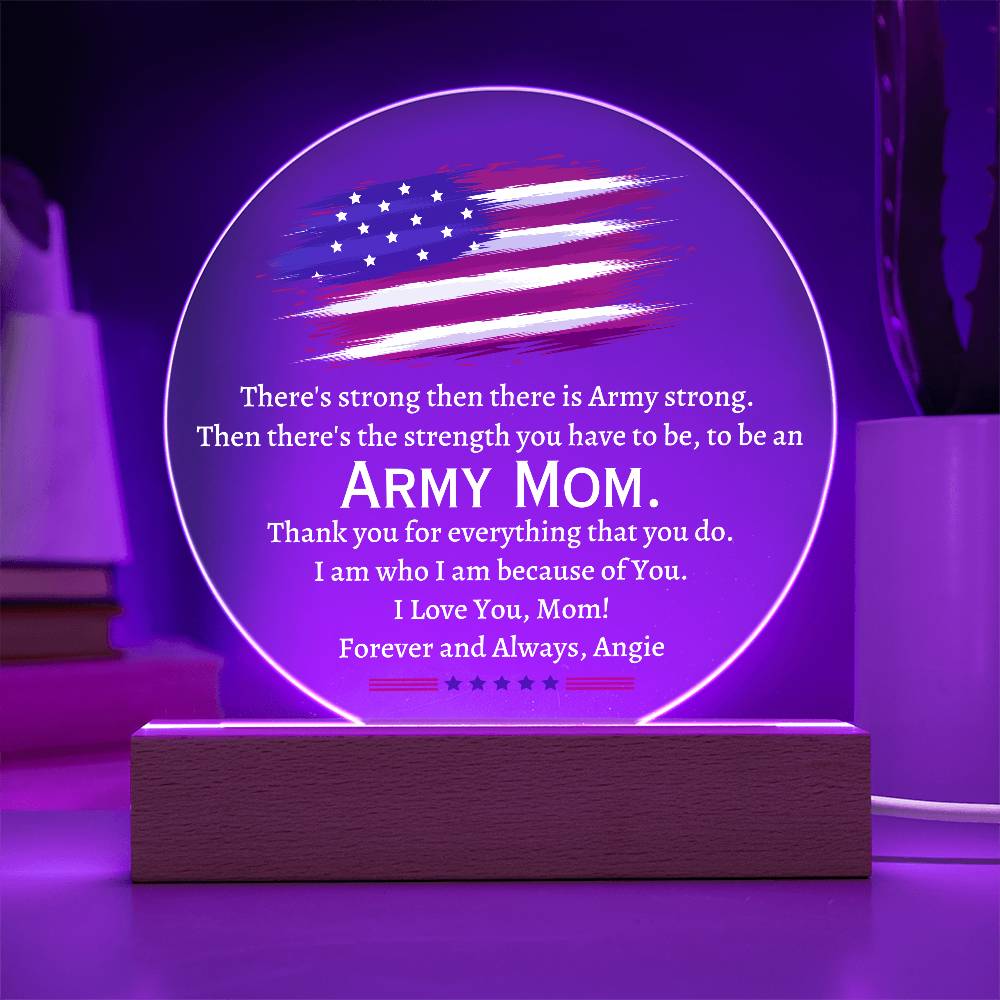 Printed Circle Acrylic Plaque, gift for Army Mom, Navy Mom, Military Mom, Airforce Mom, on Thanksgiving, Christmas, Birthday