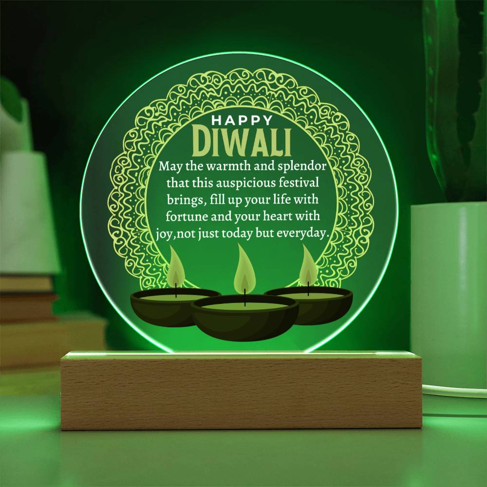 Printed Circle Acrylic Plaque, Diwali gift for loved one, family