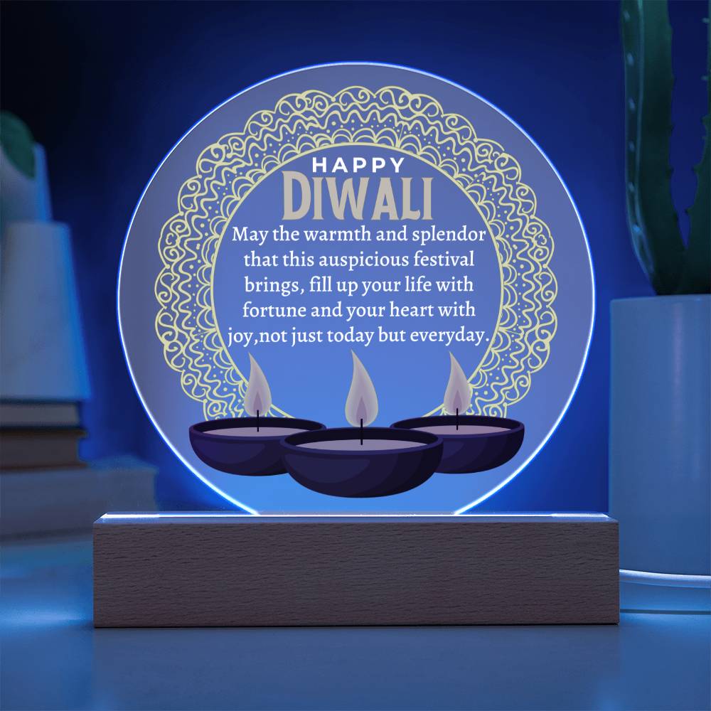 Printed Circle Acrylic Plaque, Diwali gift for loved one, family