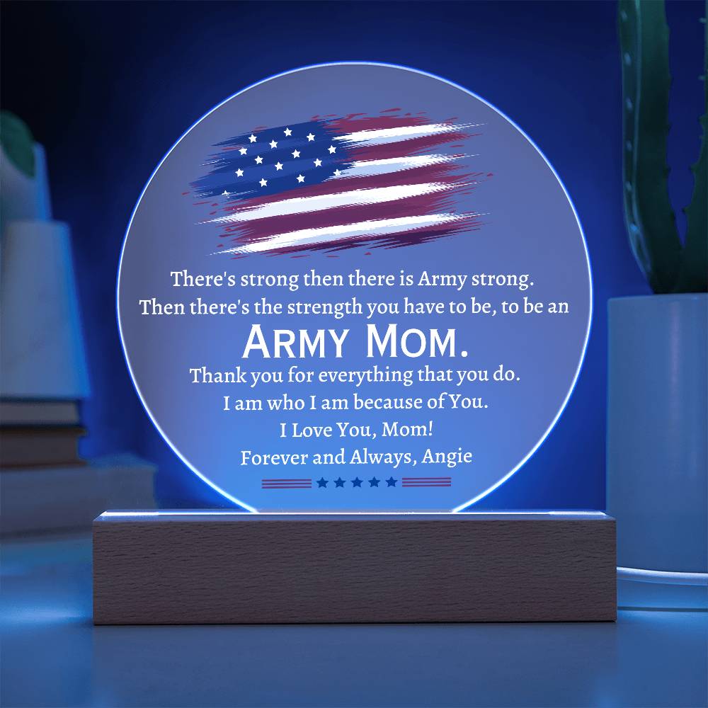 Printed Circle Acrylic Plaque, gift for Army Mom, Navy Mom, Military Mom, Airforce Mom, on Thanksgiving, Christmas, Birthday