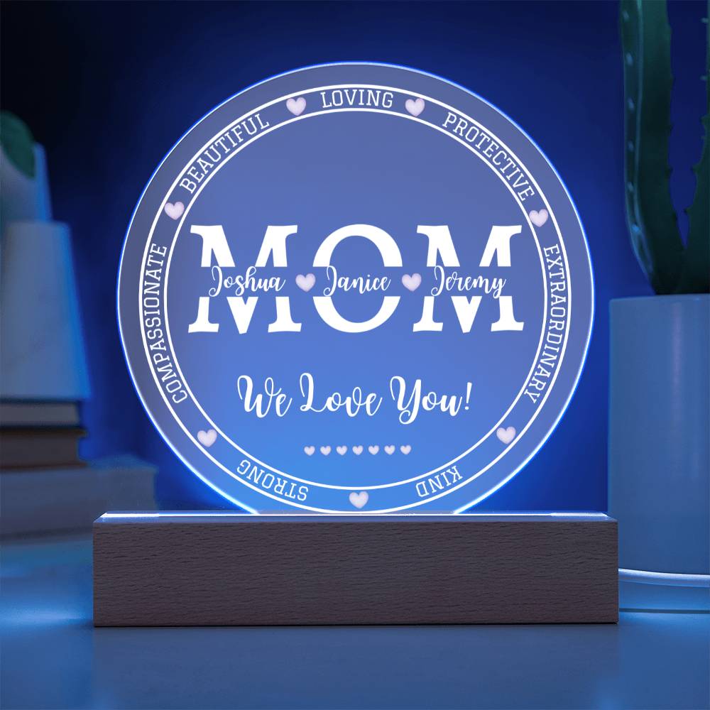Printed Circle Acrylic Plaque, gift for Mother, Mom on Mother's Day, her birthday