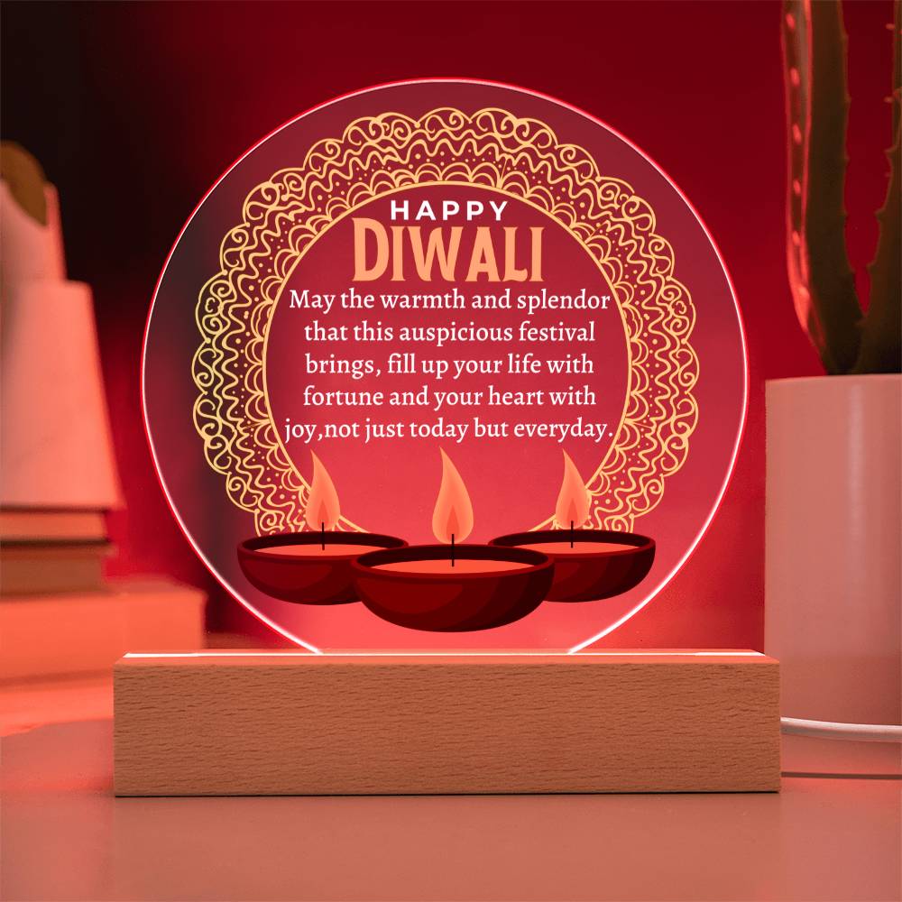 Printed Circle Acrylic Plaque, Diwali gift for loved one, family