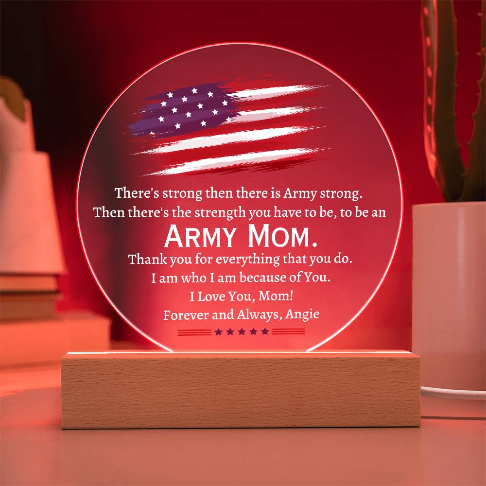 Printed Circle Acrylic Plaque, gift for Army Mom, Navy Mom, Military Mom, Airforce Mom, on Thanksgiving, Christmas, Birthday