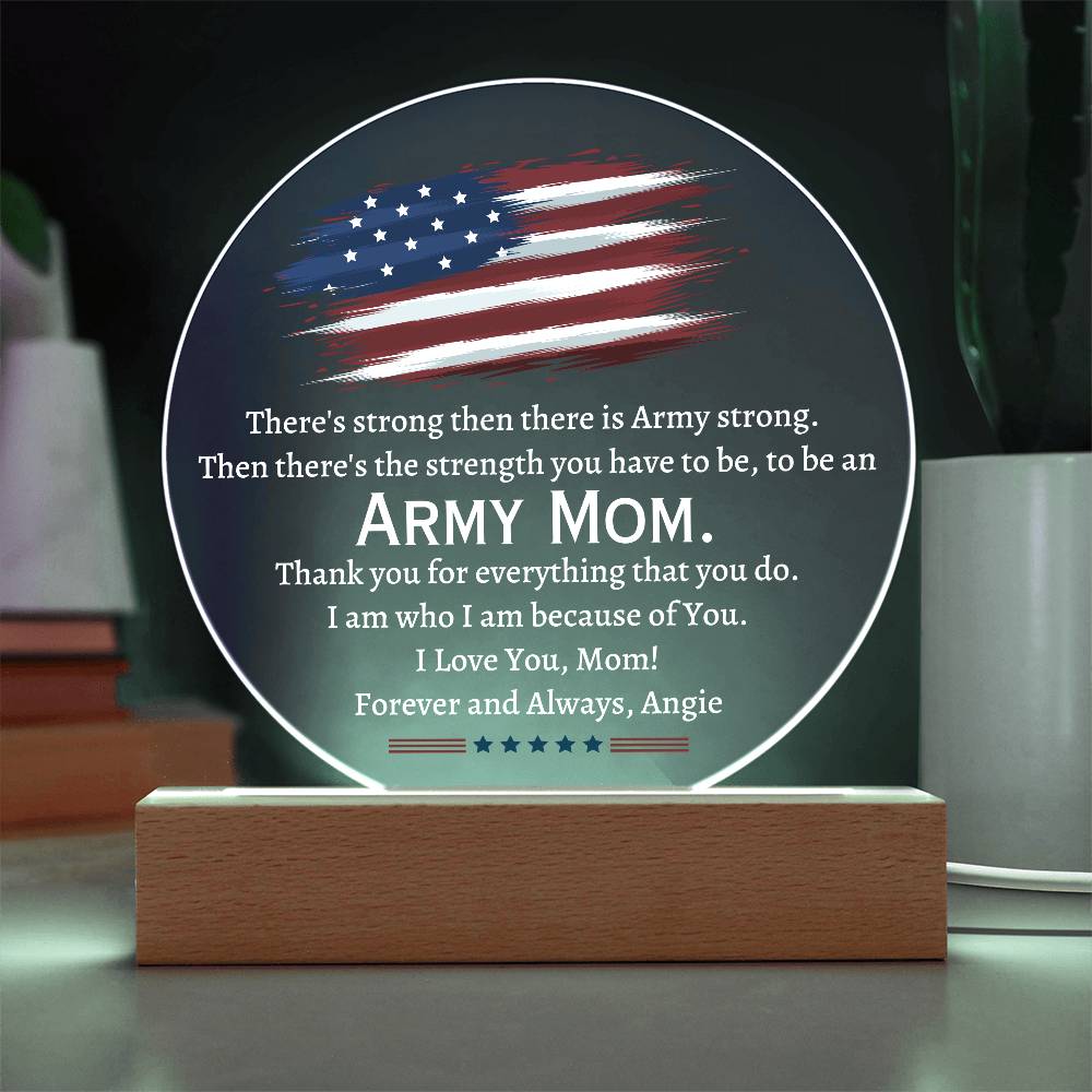 Printed Circle Acrylic Plaque, gift for Army Mom, Navy Mom, Military Mom, Airforce Mom, on Thanksgiving, Christmas, Birthday