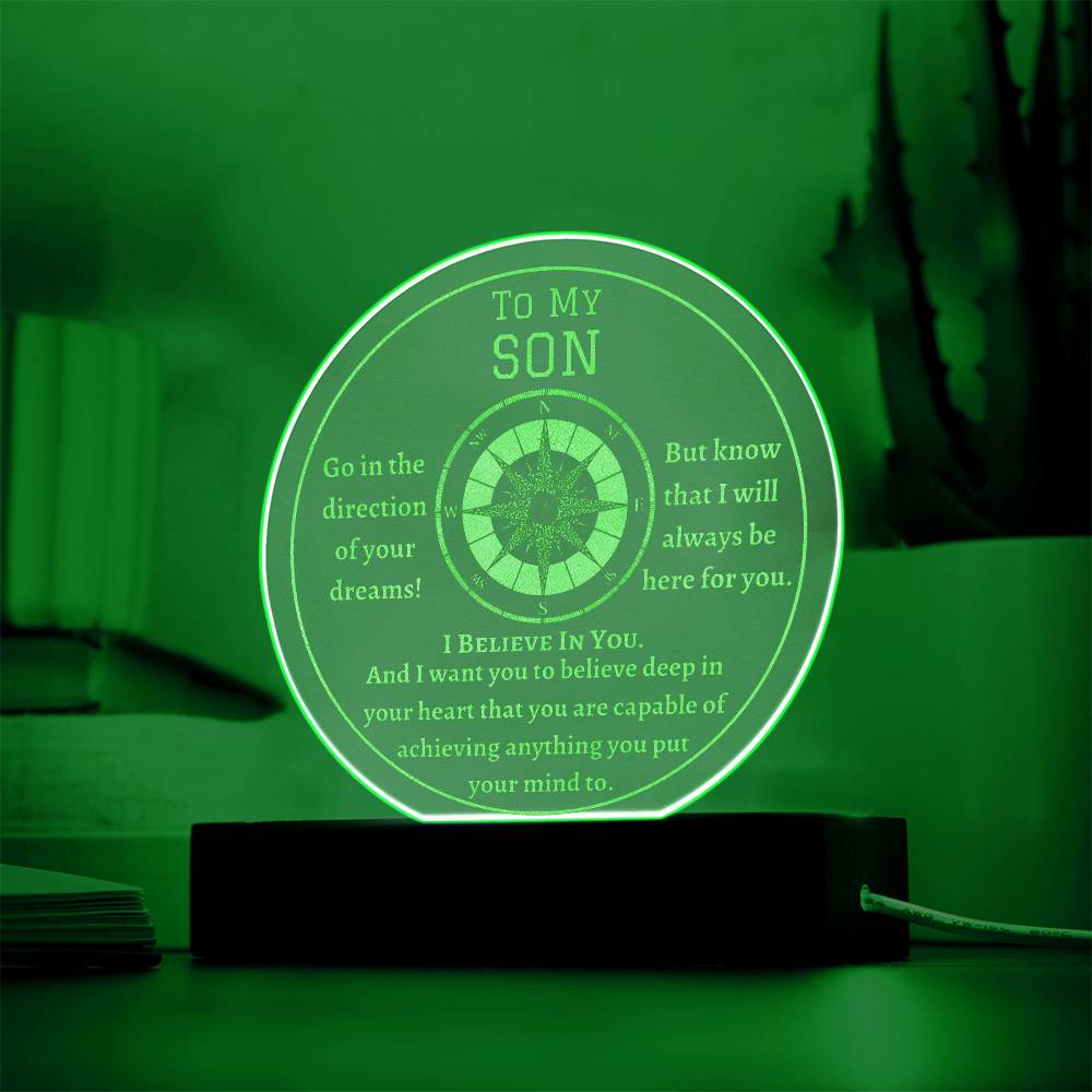 Engraved Acrylic Plaque, gift for Son, compass gift