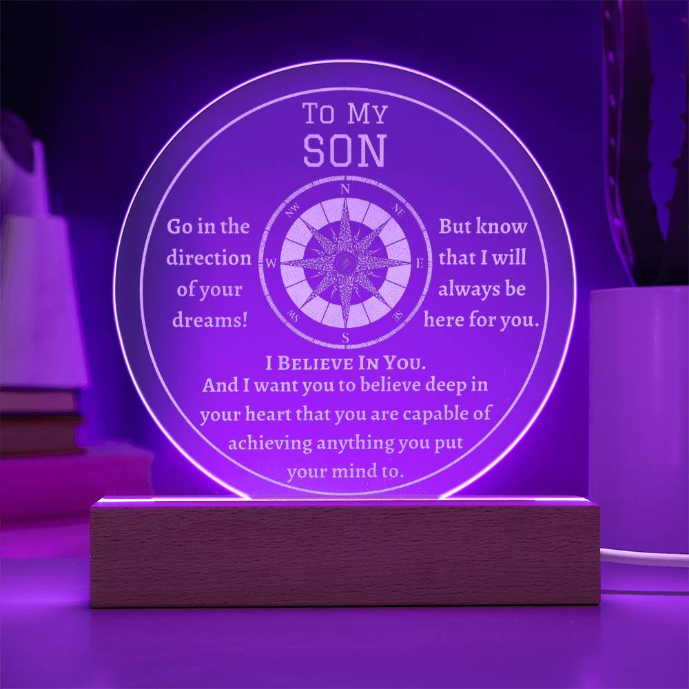 Engraved Acrylic Plaque, gift for Son, compass gift