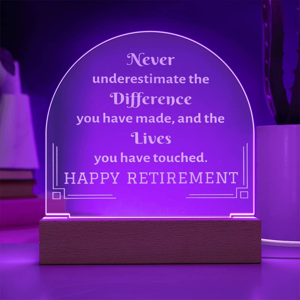 Engraved Domed Acrylic Plaque, Retirement Gift