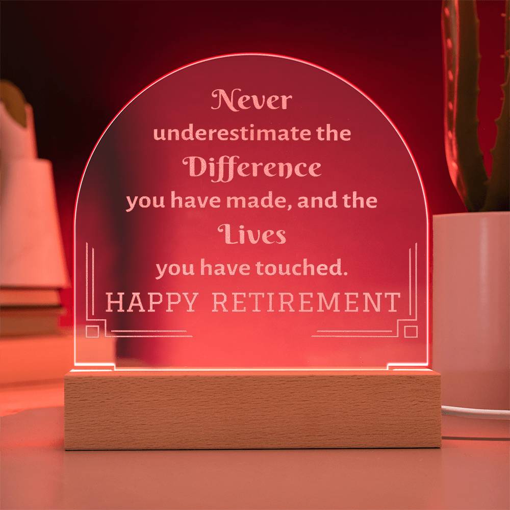 Engraved Domed Acrylic Plaque, Retirement Gift