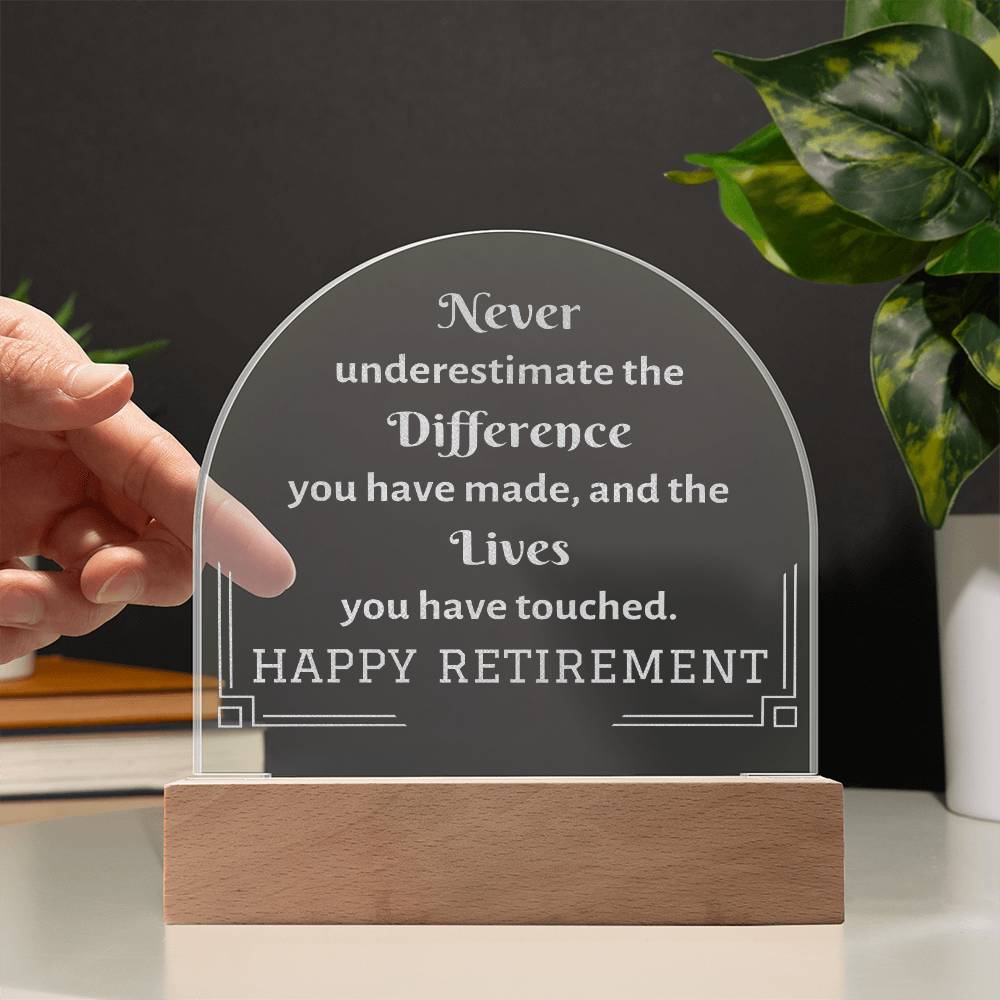 Engraved Domed Acrylic Plaque, Retirement Gift