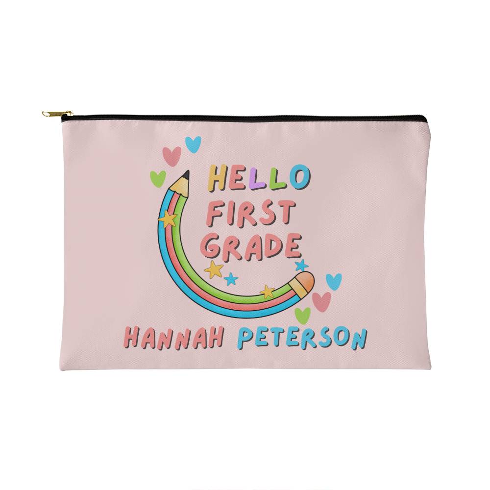 Back to school Pouch, First day of 1st grade gift for her. Personalized pouch