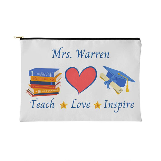 Fabric Zippered Pouch, Personalized Teacher appreciation gift