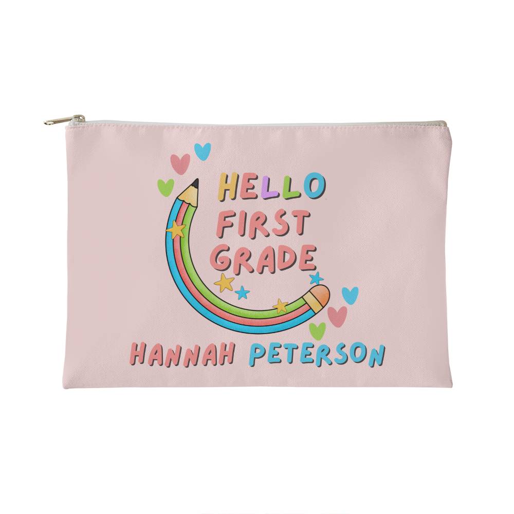 Back to school Pouch, First day of 1st grade gift for her. Personalized pouch