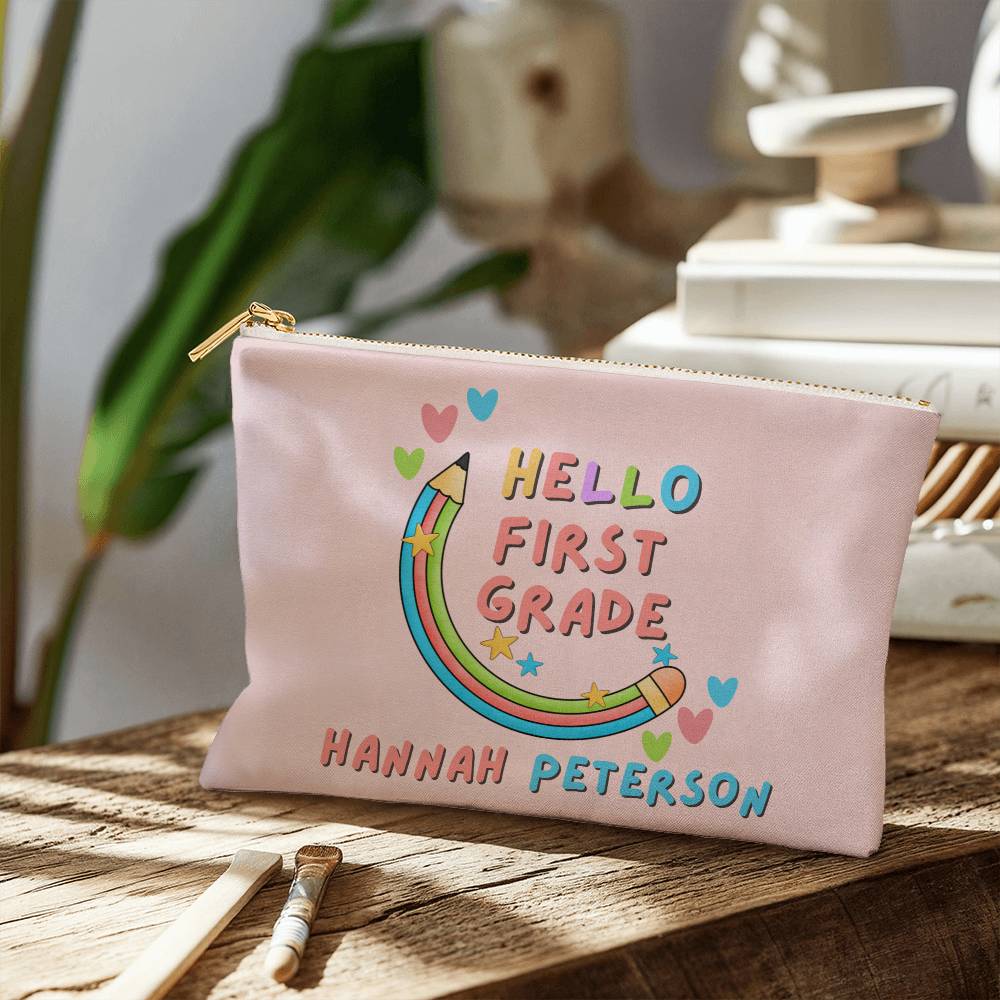 Back to school Pouch, First day of 1st grade gift for her. Personalized pouch