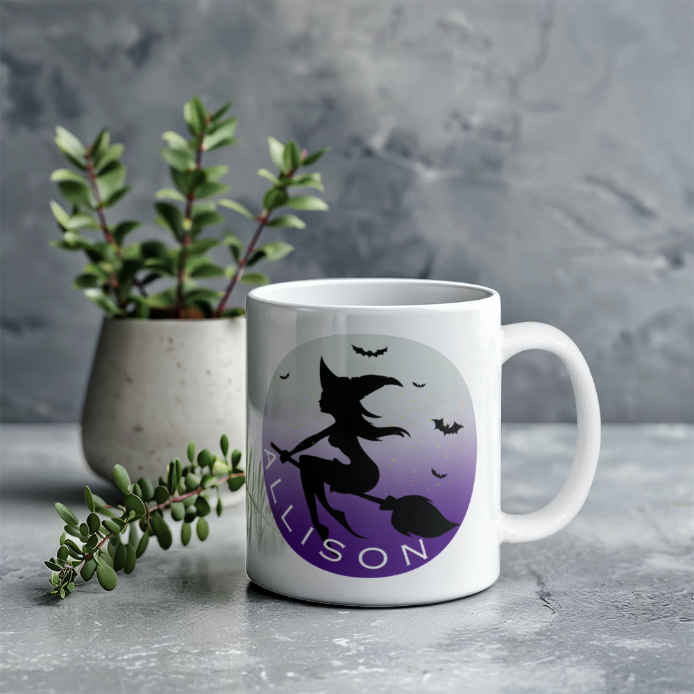 White Ceramic Mug, Halloween themed, Personalized Create Your Own Magic Mug for her