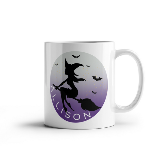 White Ceramic Mug, Halloween themed, Personalized Create Your Own Magic Mug for her