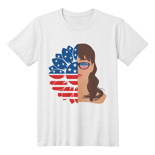 USA Flag Flower American girl t-shirt, 4th of July, Independence Day