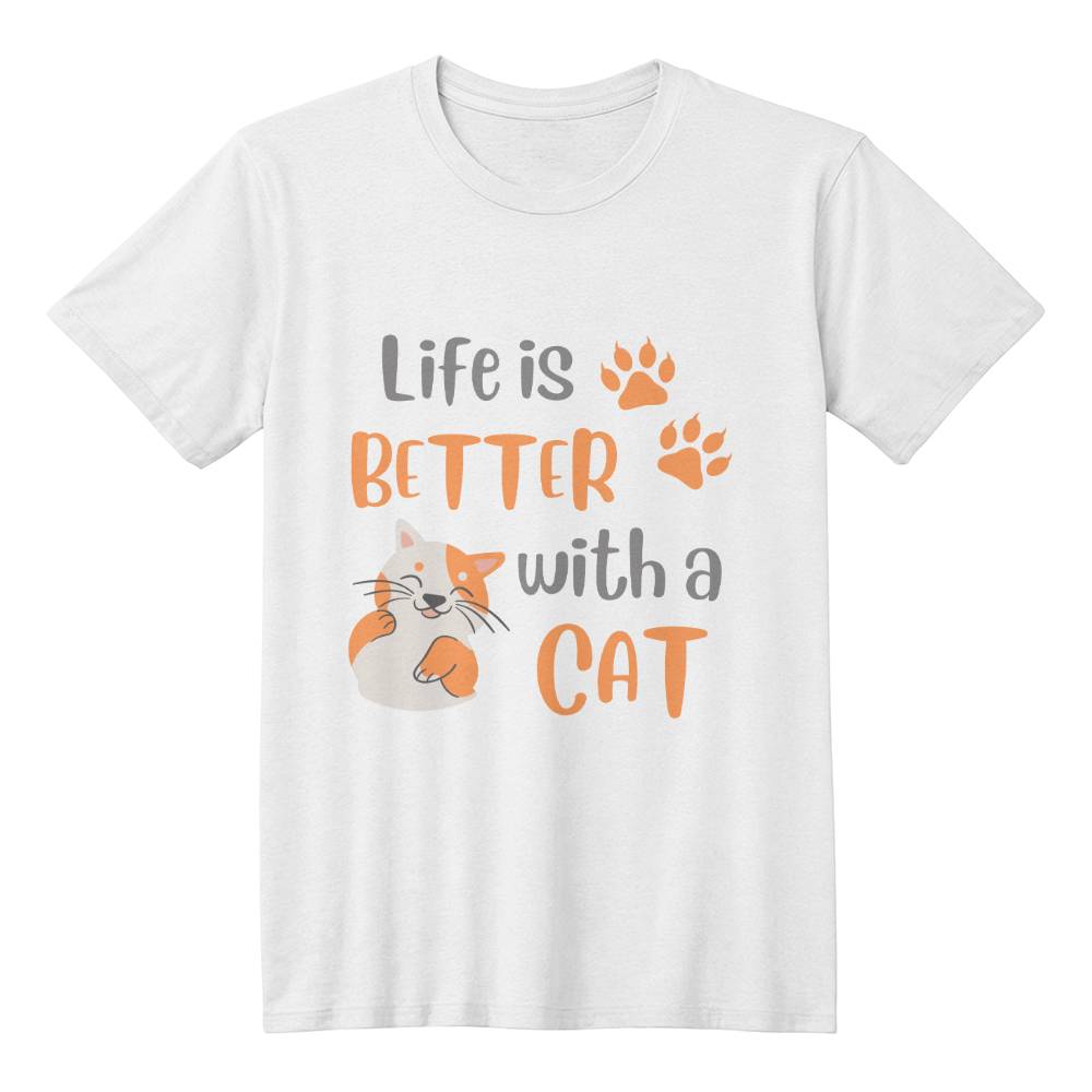 Unisex T-shirt for cat lover, life is better with a cat t-shirt