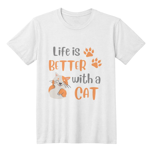 Unisex T-shirt for cat lover, life is better with a cat t-shirt