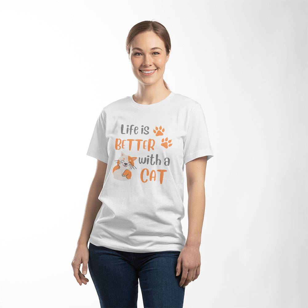 Unisex T-shirt for cat lover, life is better with a cat t-shirt