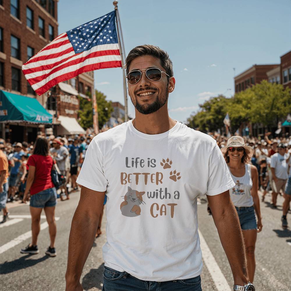 Unisex T-shirt for cat lover, life is better with a cat t-shirt