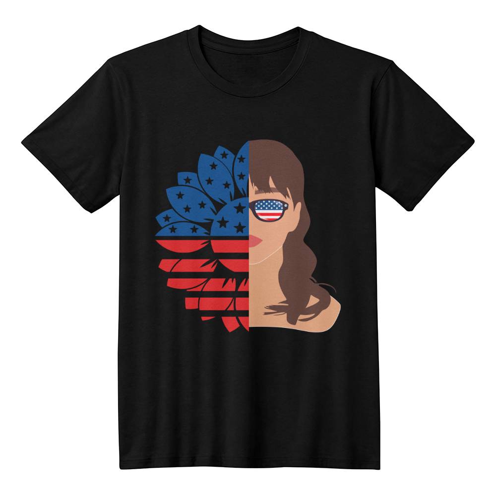 USA Flag Flower American girl t-shirt, 4th of July, Independence Day