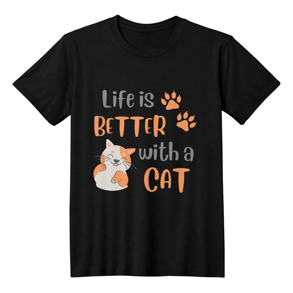 Unisex T-shirt for cat lover, life is better with a cat t-shirt