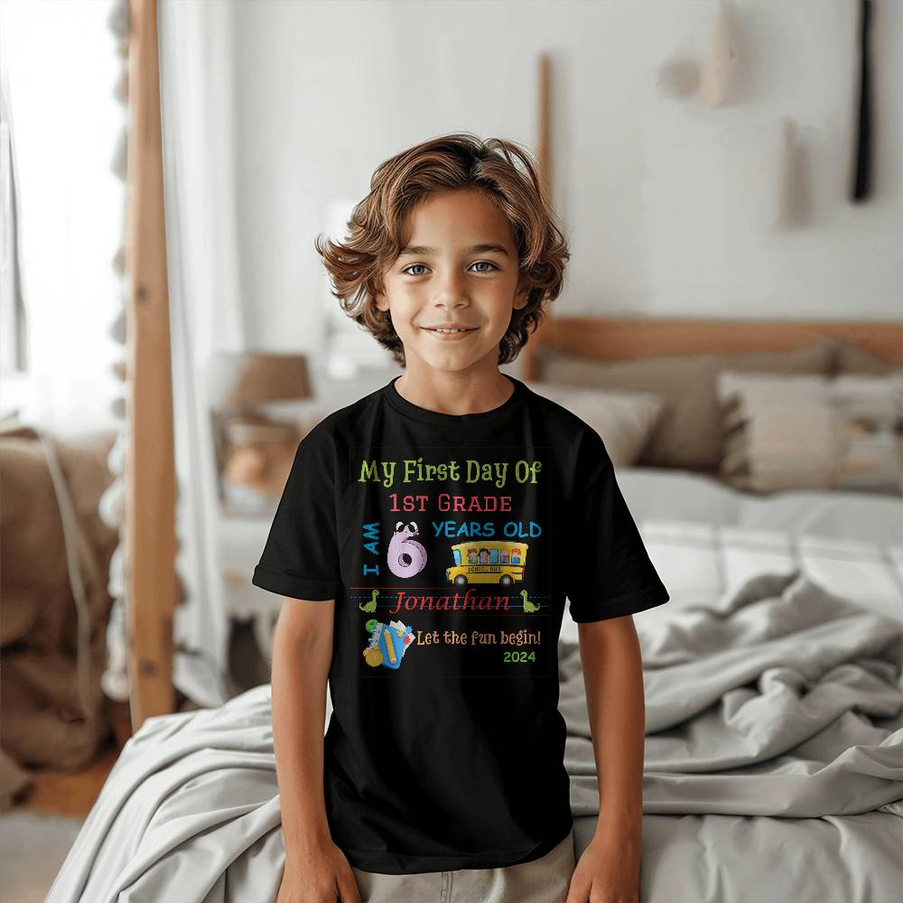 Kids t-shirt, First Day of School, Grade 1, ages 6 to 16